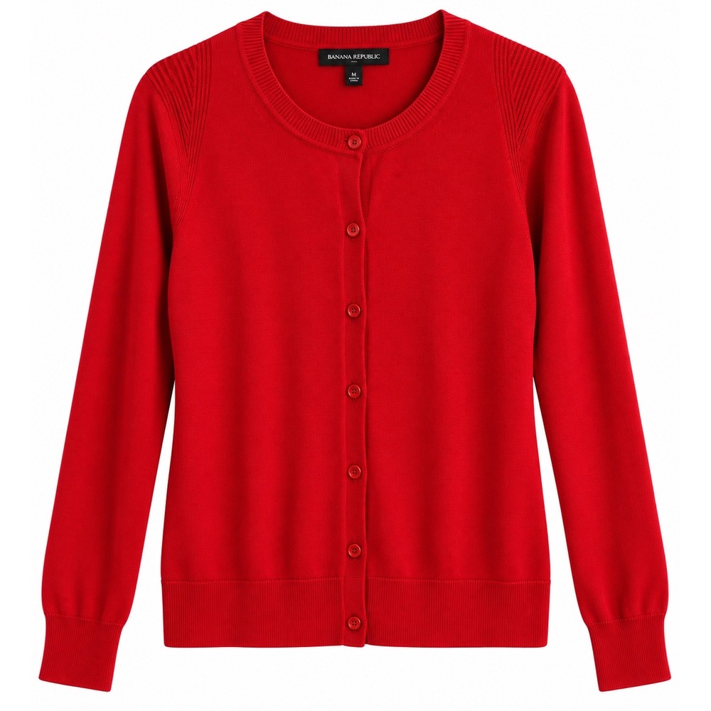 NWT Banana Republic Red Cardigan Sweater Medium Preppy Academia MSRP $50